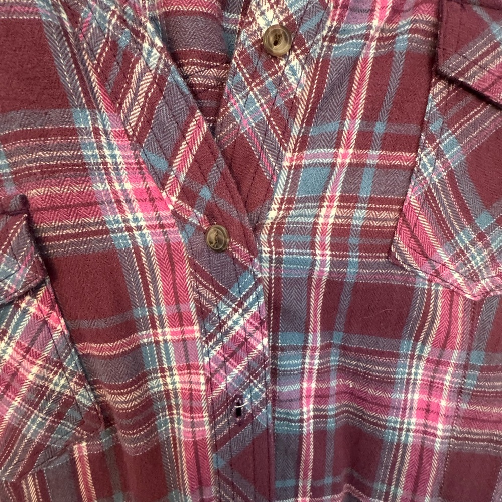 Adorable trendy pink Bit & Bridle Plaid Flannel Shirt – Size L - Picture 7 of 10